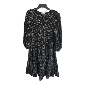 Sandra Darren Dress Womens 16W Plus Black White Long Sleeve Flowy Tiered Summer